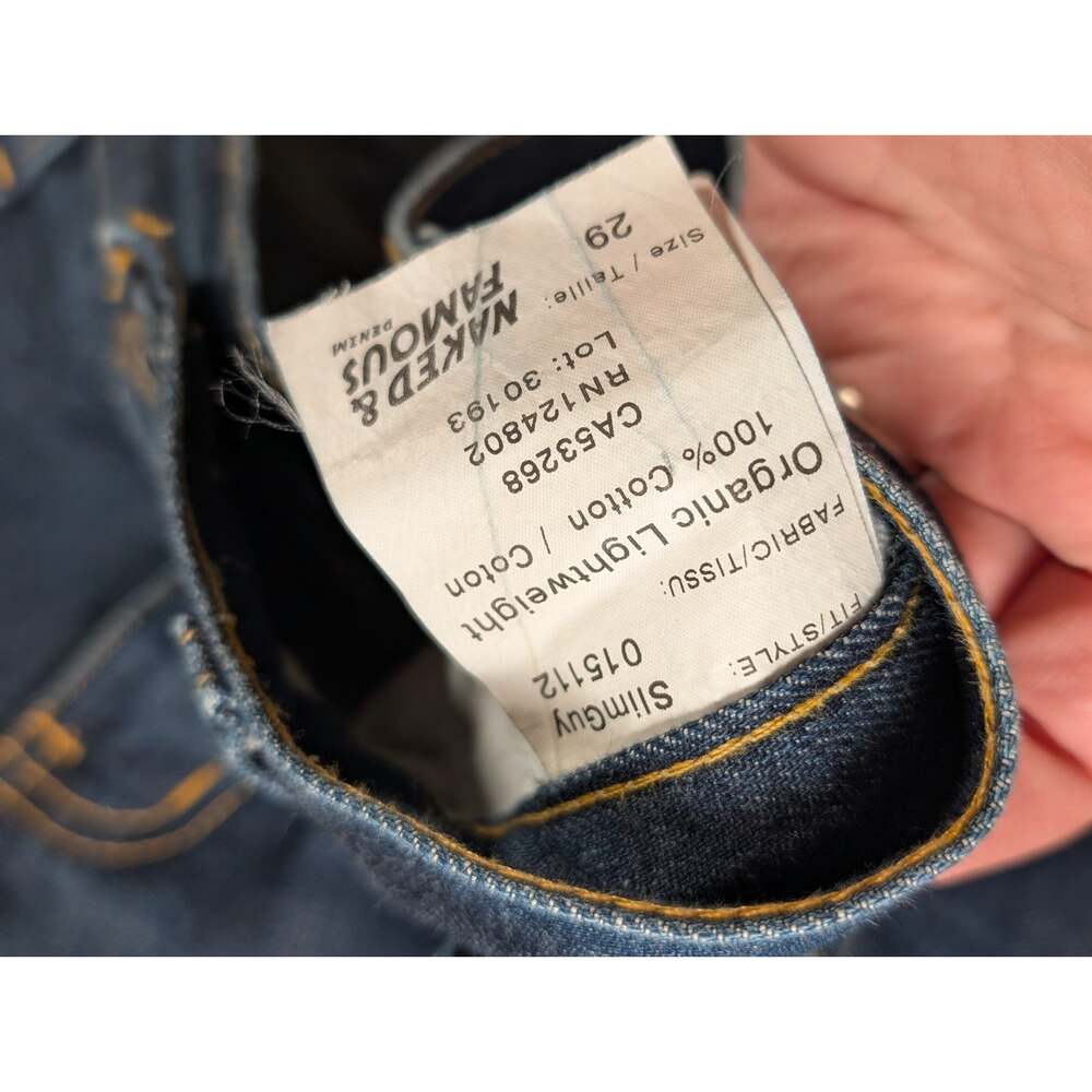 Naked & Famous Slim Guy Slim Skinny Indigo Denim Jeans Size 29 Blue - Picture 3 of 12